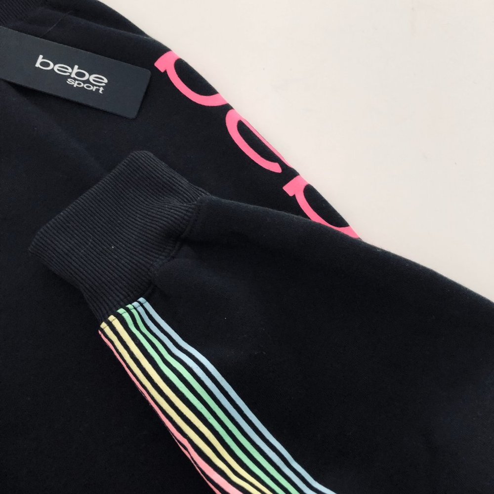BEBE Sport Logo Stripe Black Jogger NWT Size Large - Picture 9 of 10